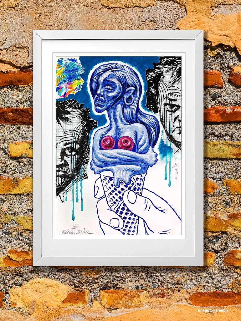 Original Black & White Body Drawing by Edwin Blaze