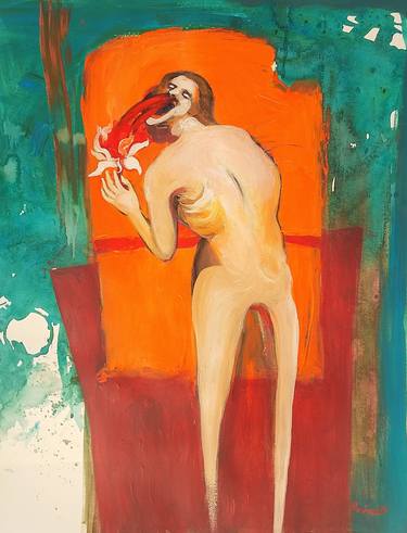 Original Abstract Expressionism Nude Paintings by Rifat Ara Mim