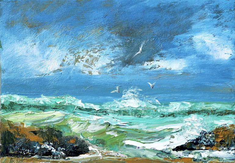 Original Abstract Expressionism Seascape Painting by Rine Philbin