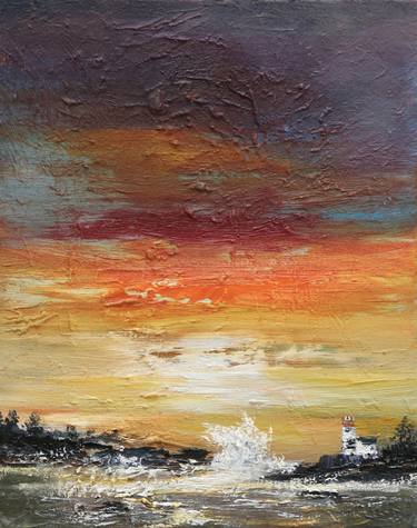 Original Impressionism Seascape Painting by Rine Philbin