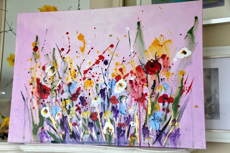 Original Abstract Expressionism Floral Painting by Rine Philbin