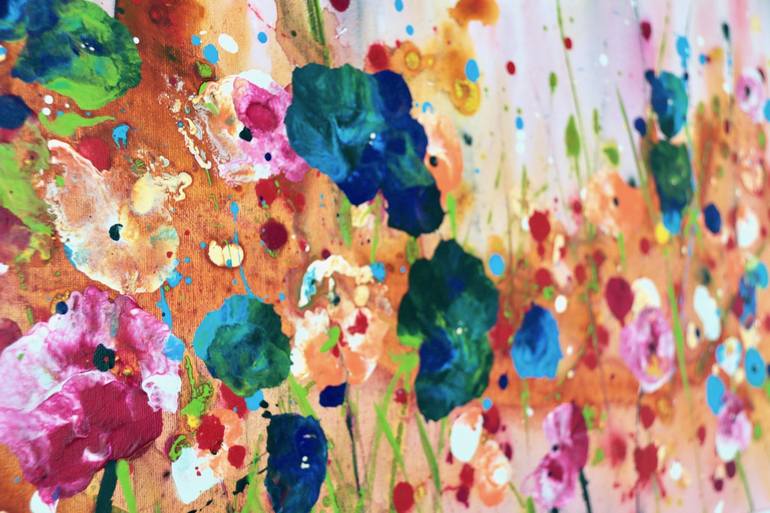 Original Abstract Expressionism Floral Painting by Rine Philbin