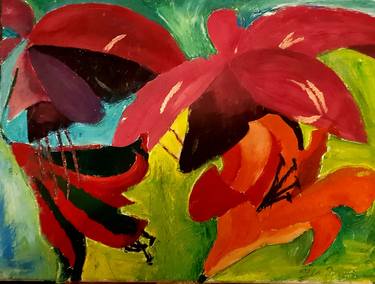 Original Expressionism Floral Collage by Ella Downing