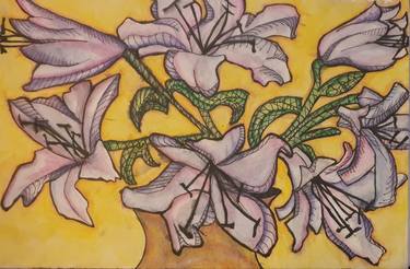 Original Art Deco Floral Paintings by Ella Downing