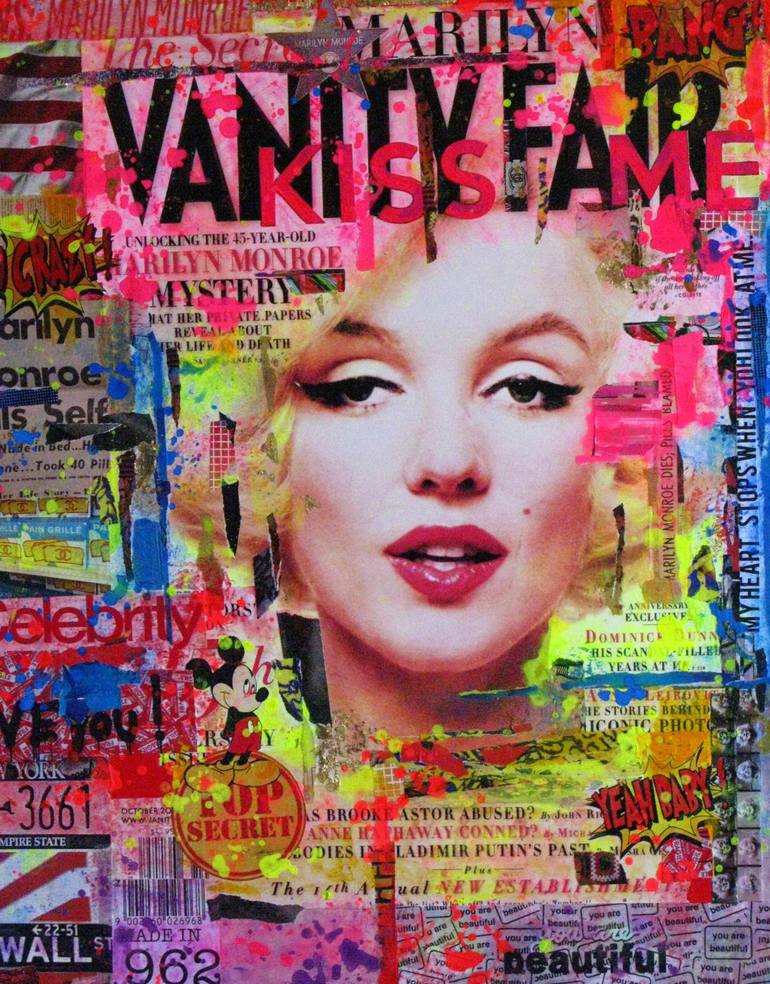 Original Fine Art Pop Culture/Celebrity Collage by Florence Berger