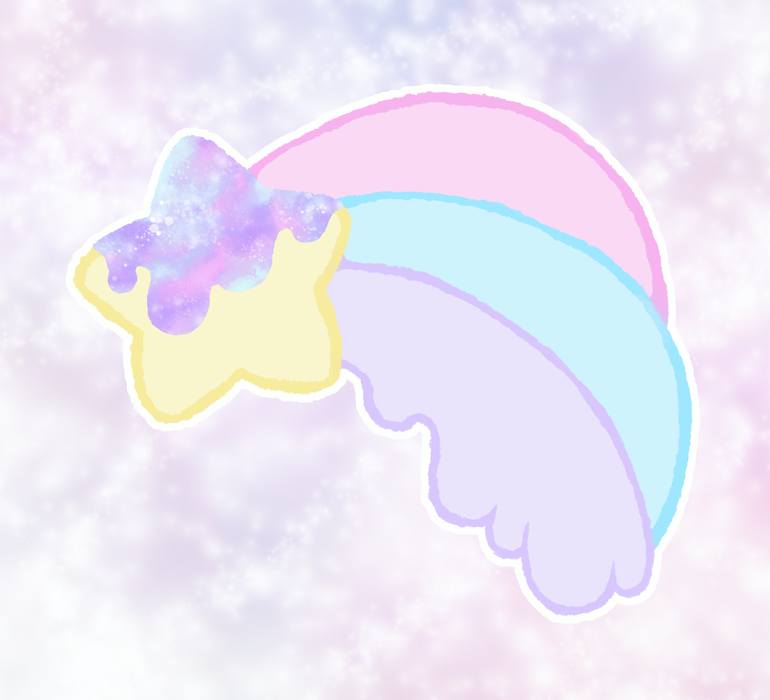 Cute Kawaii Rainbow Shooting Star Modern Nursery Print Wall Art Kids Picture
