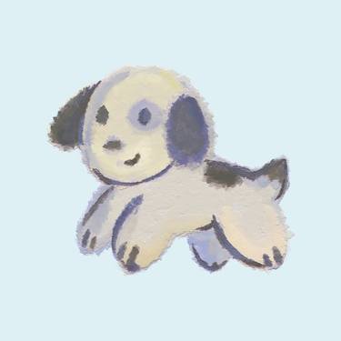 Impasto Puppy - Cute Kawaii Kids Children Baby Nursery Dog Painting Art thumb