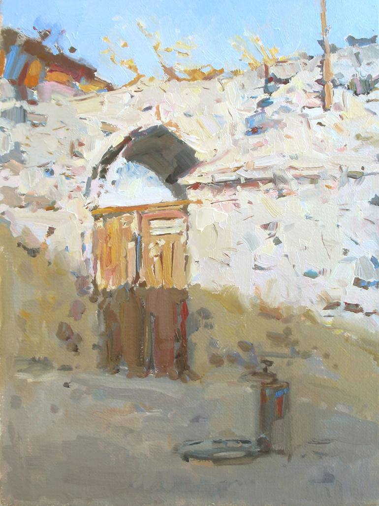 Original Architecture Painting by David Beglaryan | Impressionism Art on Canvas | Old doors of the mosque