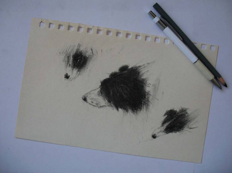 Original Realism Dogs Drawing by David Beglaryan