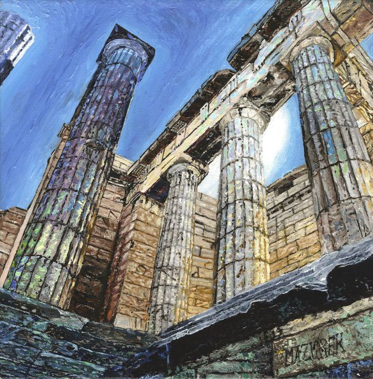Original Architecture Painting by Jacob Mazurek | Contemporary Art on Canvas | Acropolis