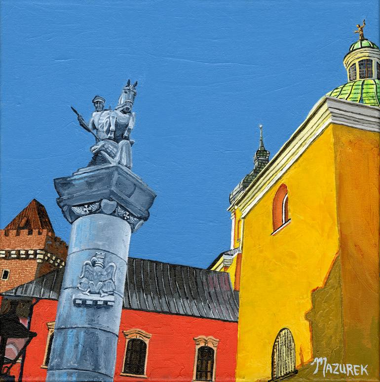 Original Architecture Painting by Jacob Mazurek | Color Field Painting Art on Canvas | Off the Main Square