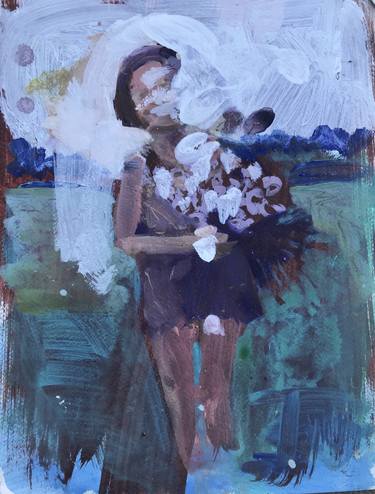 Saatchi Art Artist Anna McNeil; Painting, “Girl with flowers” #art