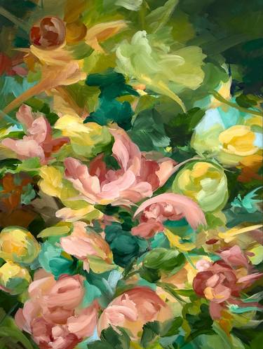 Original Abstract Floral Painting by Ines Khadraoui