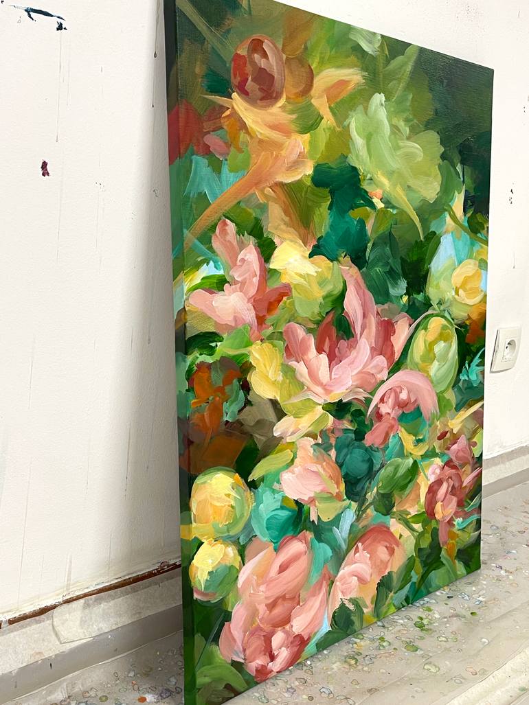 Original Abstract Floral Painting by Ines Khadraoui