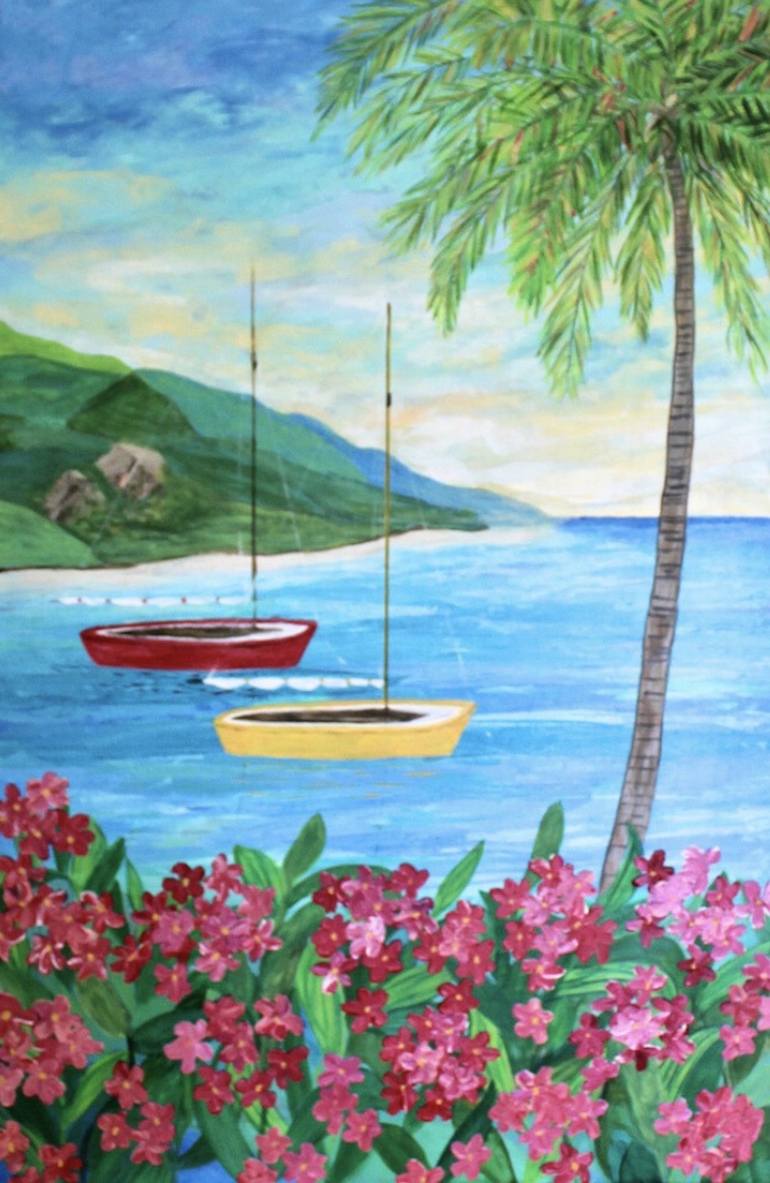 Caribbean Sunset Painting by Jeanne Player | Saatchi Art