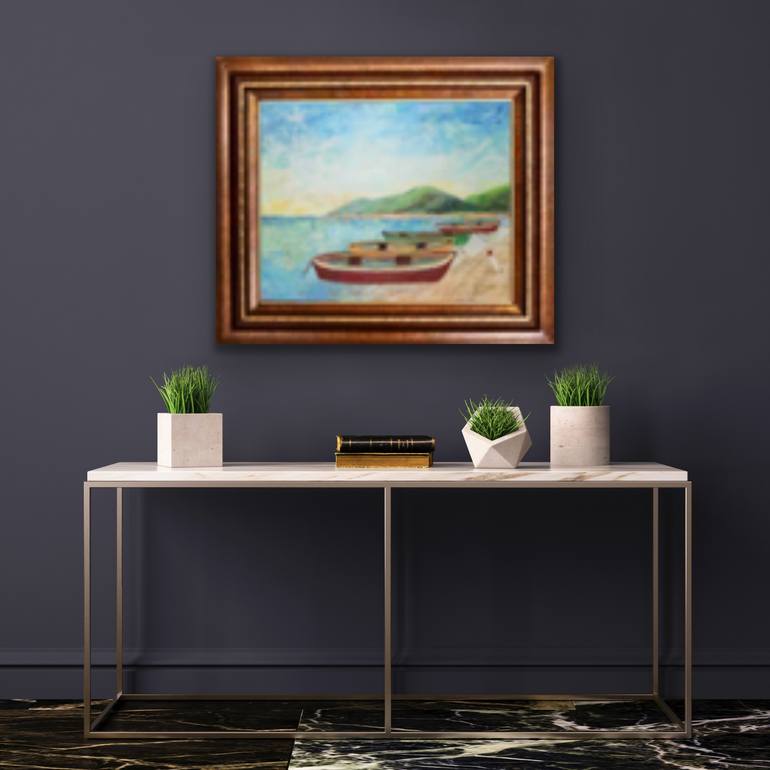 Original Abstract Expressionism Beach Painting by Jeanne Player