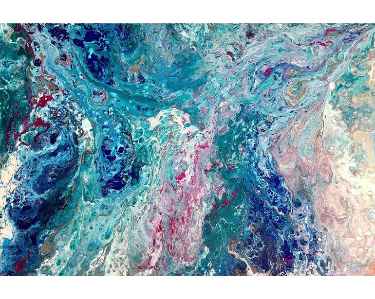 Original Large Fluid Art Acrylic Painting, Abstract Art, Traditional ...