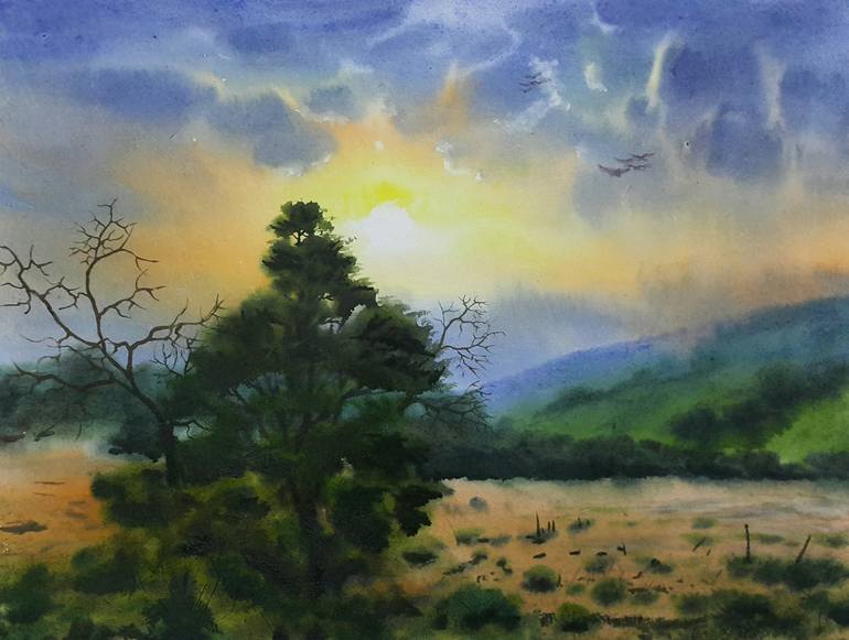 Sunshine in the Mountain-2 Painting by Abu Robii | Saatchi Art