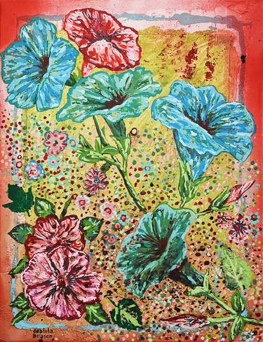 Original Expressionism Floral Painting by Pedro Gabiola