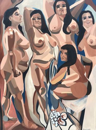 Original Cubism Nude Paintings by Elisa Valenti