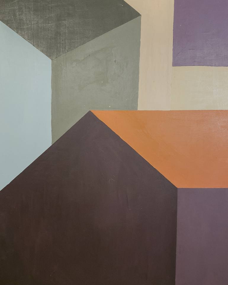 Original Architecture Painting by Sally Burgoyne | Minimalism Art on Wood | Suburbs 01