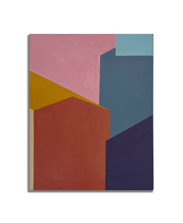 Original Architecture Painting by Sally Burgoyne | Illustration Art on Wood | Suburbs 03