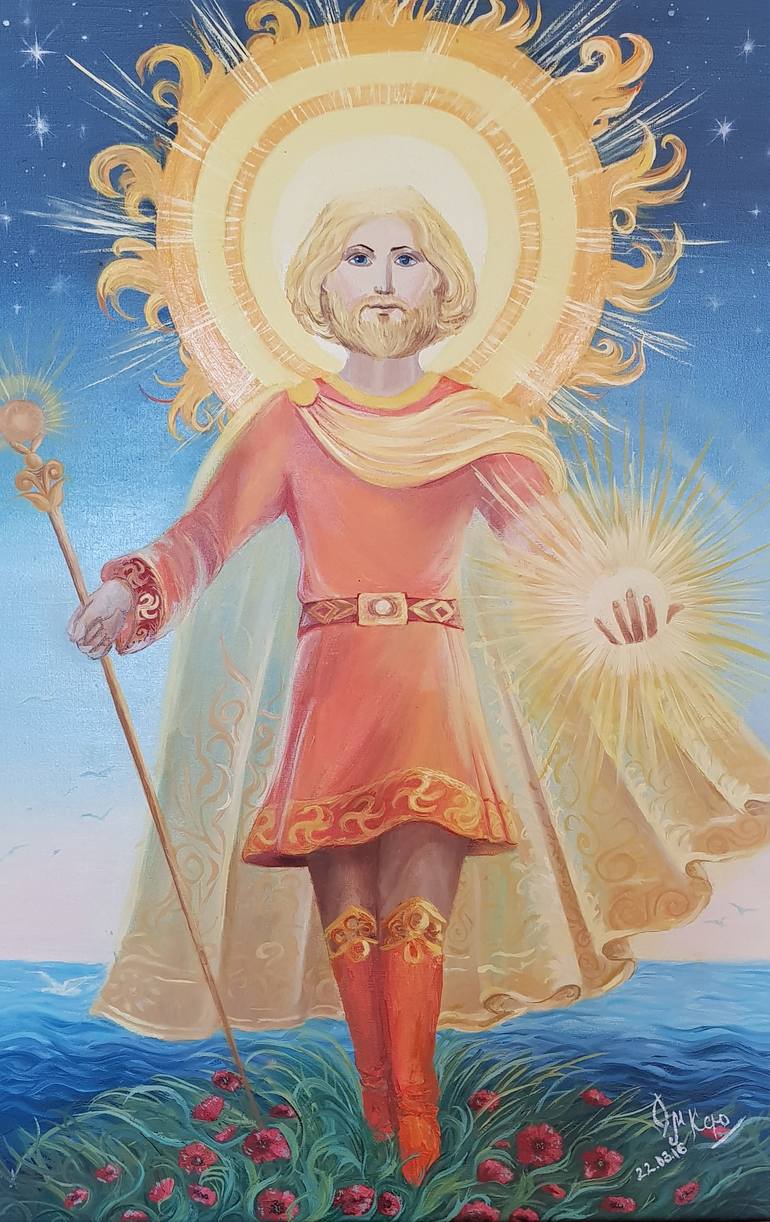 Sun God. Slavic god Yarilo Painting by Oksana Omelchenko | Saatchi Art
