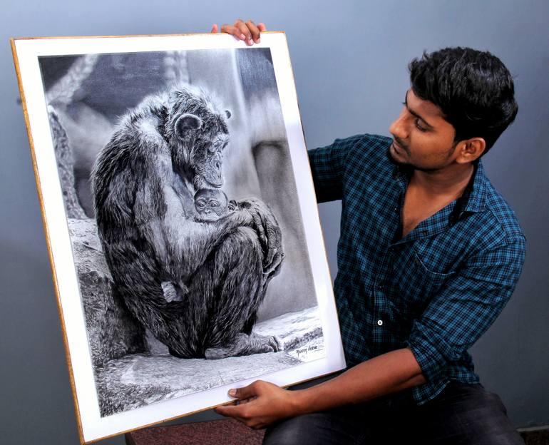 Original Abstract Expressionism Animal Drawing by Naveen Prakash Veeramuthu