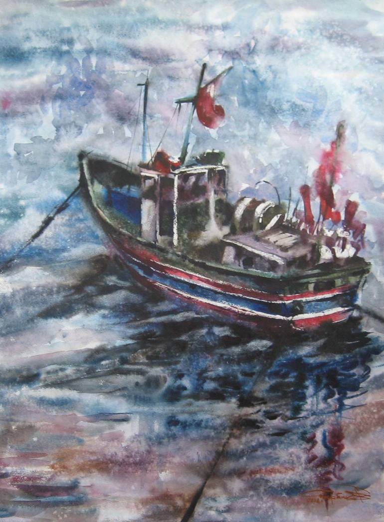 Boat Painting by Serhii Shcherbakov | Saatchi Art