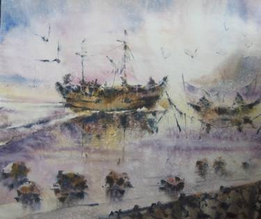 Print of Impressionism Ship Paintings by Serhii Shcherbakov
