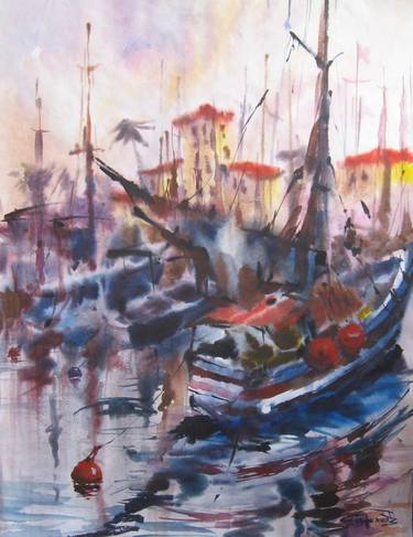 Print of Impressionism Yacht Paintings by Serhii Shcherbakov