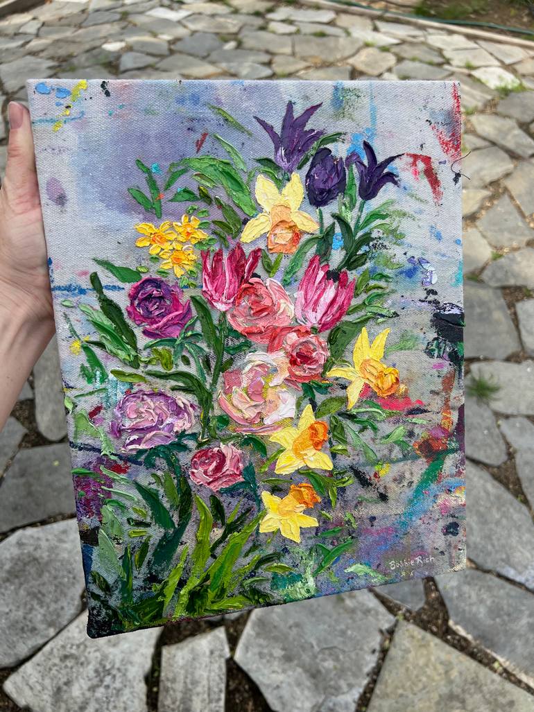 Original Art Nouveau Floral Painting by Bobbie Rich