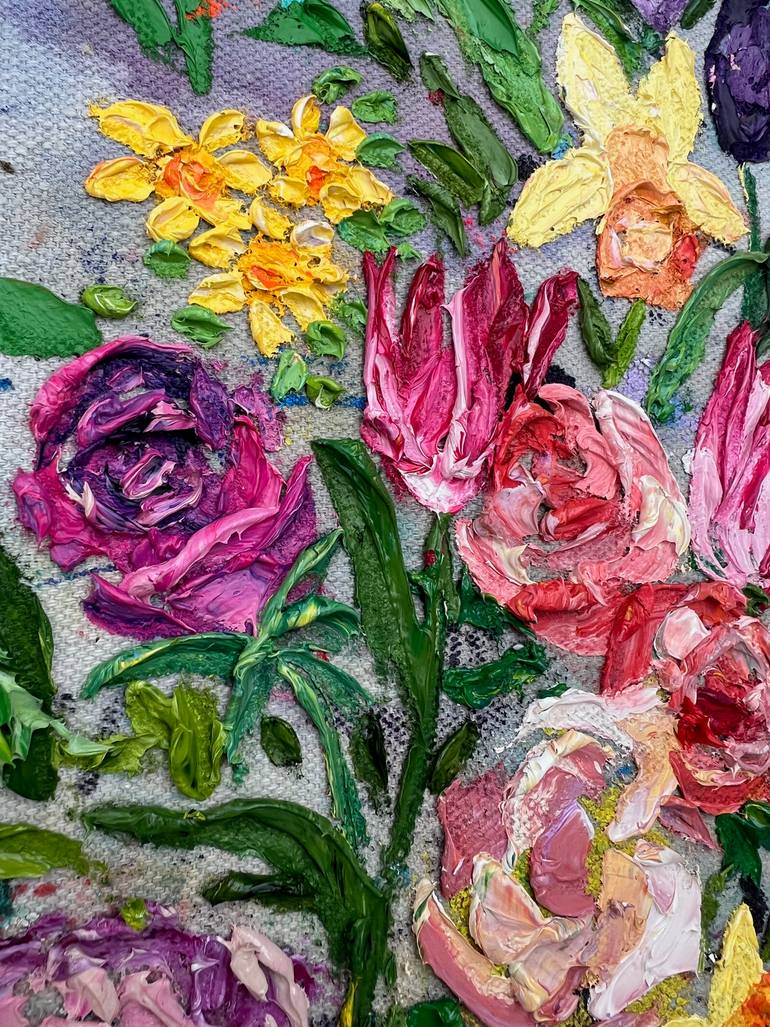 Original Art Nouveau Floral Painting by Bobbie Rich