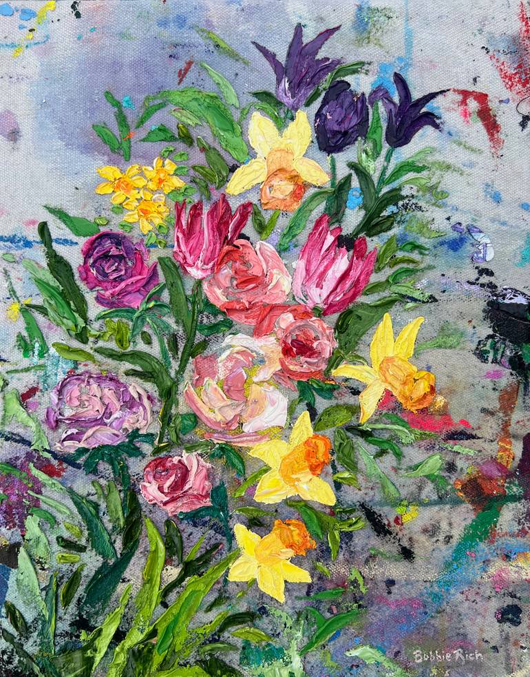 Original Art Nouveau Floral Painting by Bobbie Rich