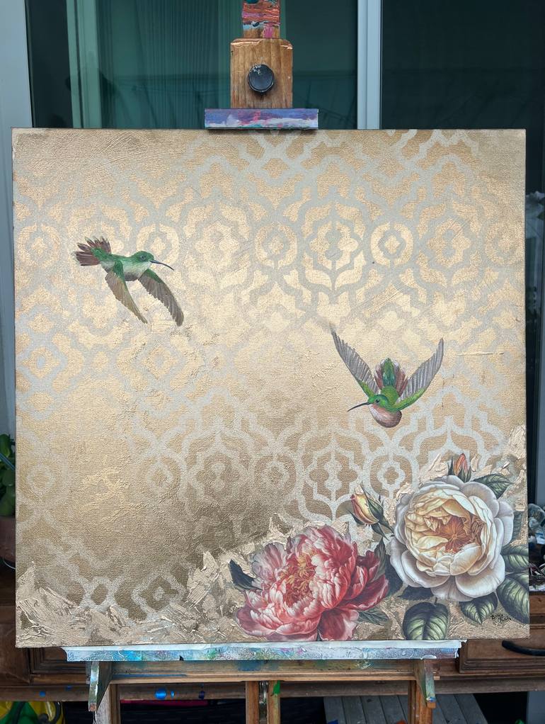 Original Art Deco Nature Mixed Media by Bobbie Rich