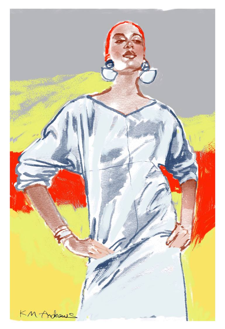 Original Figurative Fashion Painting by K M Andrews
