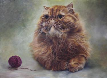 Cat oil painting,natural realistic original painting on canvas, 60*80cm, Hand-painted middle-large size wall Art, decor, canvas art-portrait thumb