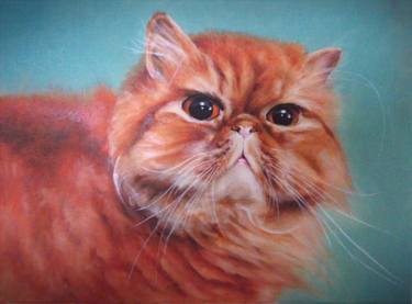cat oil painting, portrait realistic original painting on canvas, 30*40cm, Hand-painted small-middle size wall Art, decor, canvas art thumb