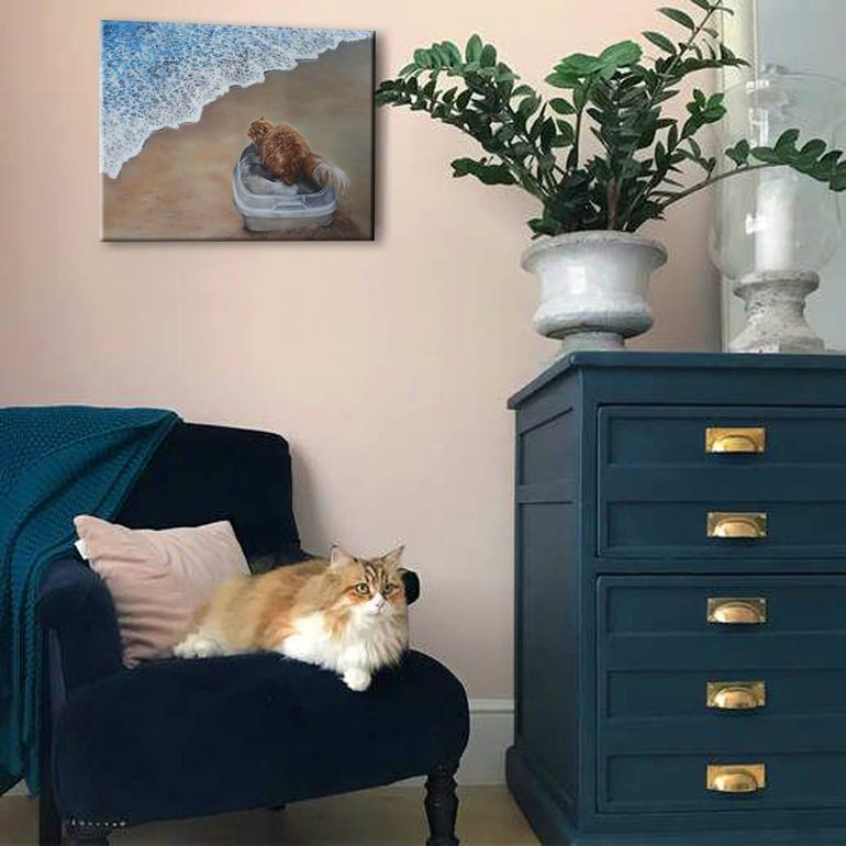 Original Abstract Expressionism Cats Painting by Benben Cai