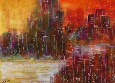 Print of Abstract Cities Paintings by Marta Nowicka
