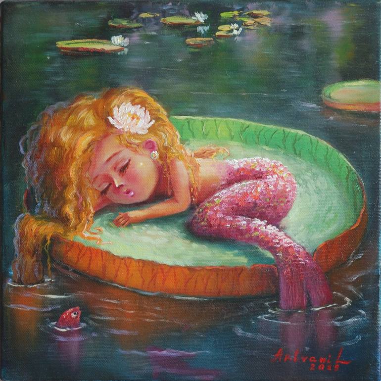 Mermaid Girl Cute Mermaid' Poster, picture, metal print, paint by