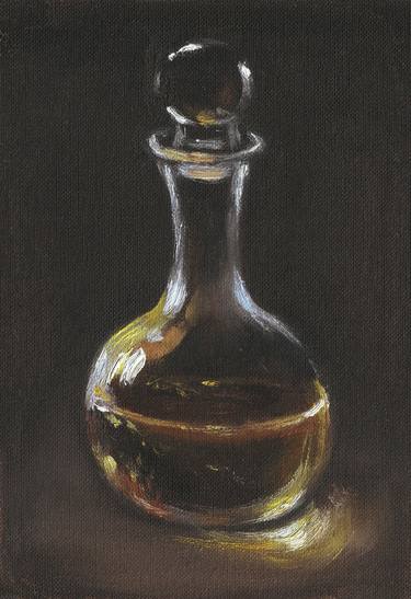 Bottle with olive oil Kitchen still life Poster for restaurant thumb