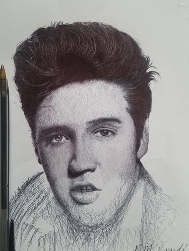 Pen Drawing Potrait of Elvis Presley thumb