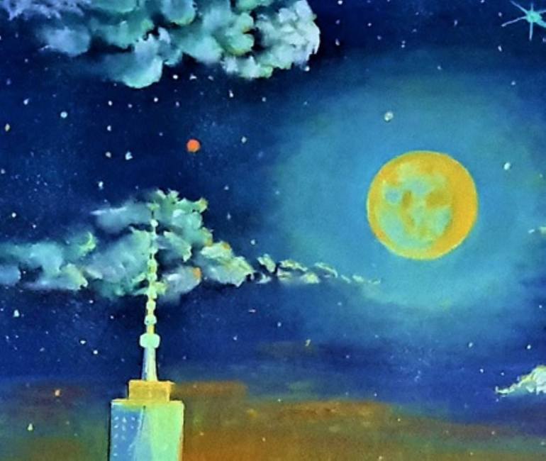 Original Art Deco Abstract Painting by Sadriddin Mukhiddinov