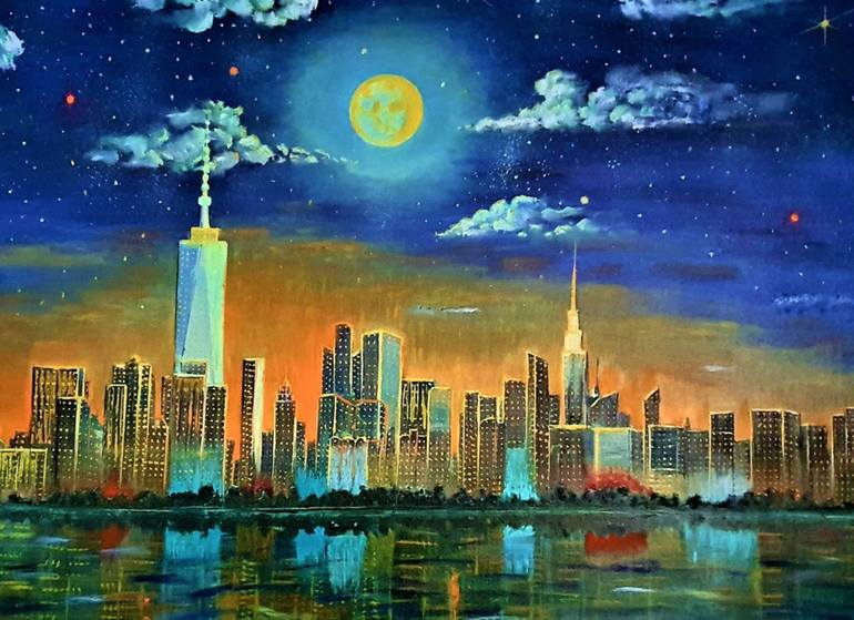 Original Art Deco Abstract Painting by Sadriddin Mukhiddinov