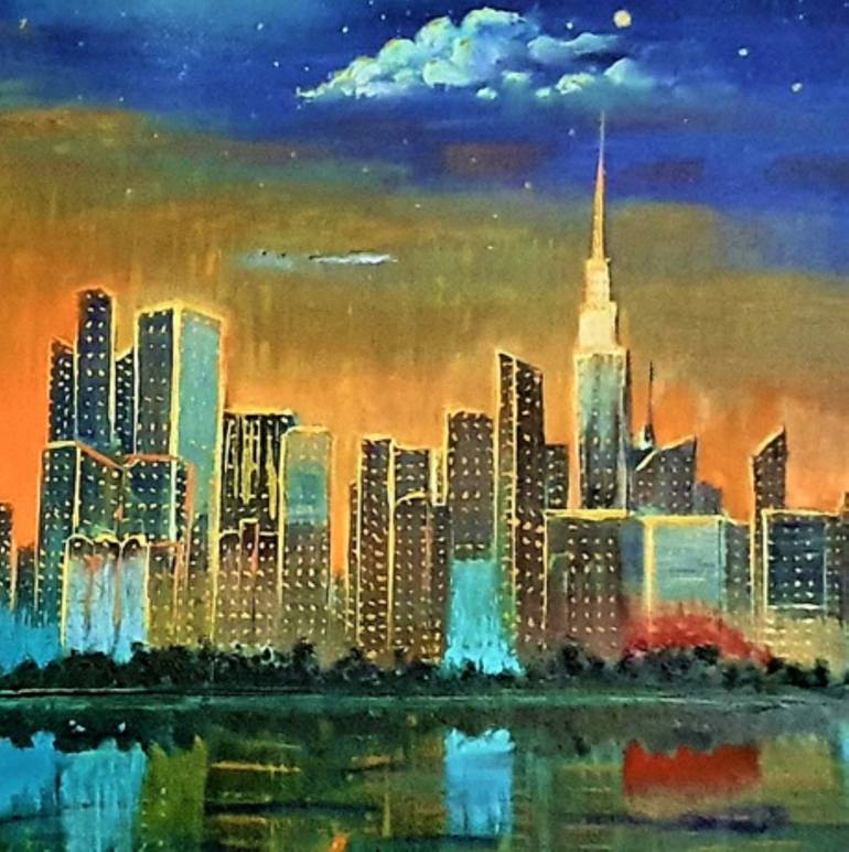 Original Art Deco Abstract Painting by Sadriddin Mukhiddinov