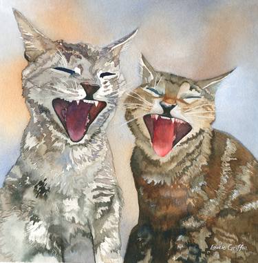 Print of Portraiture Cats Paintings by Laurie Griffin