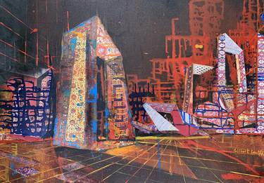 Original Abstract Architecture Mixed Media by gilbert loutfi