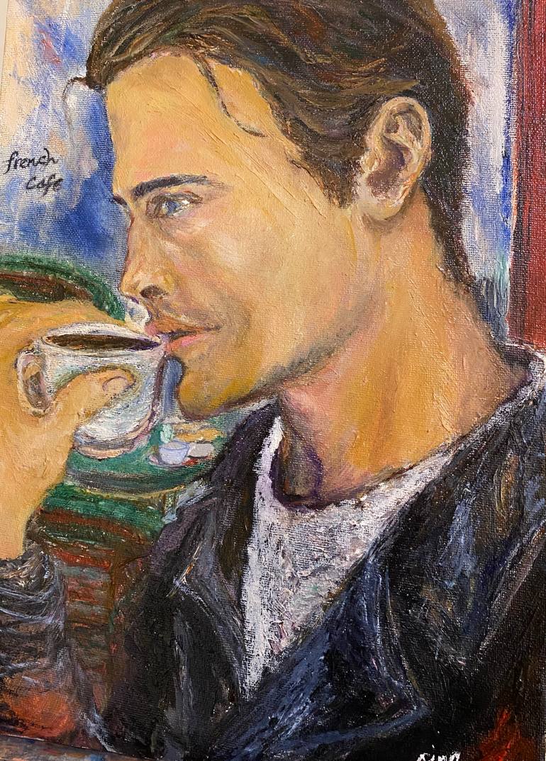 French Cafe (early morning Java) CUSTOM FRAMED Original Painting by gina son