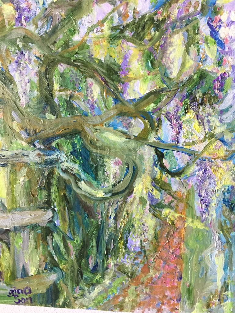 Original Abstract Expressionism Garden Painting by Gina Son